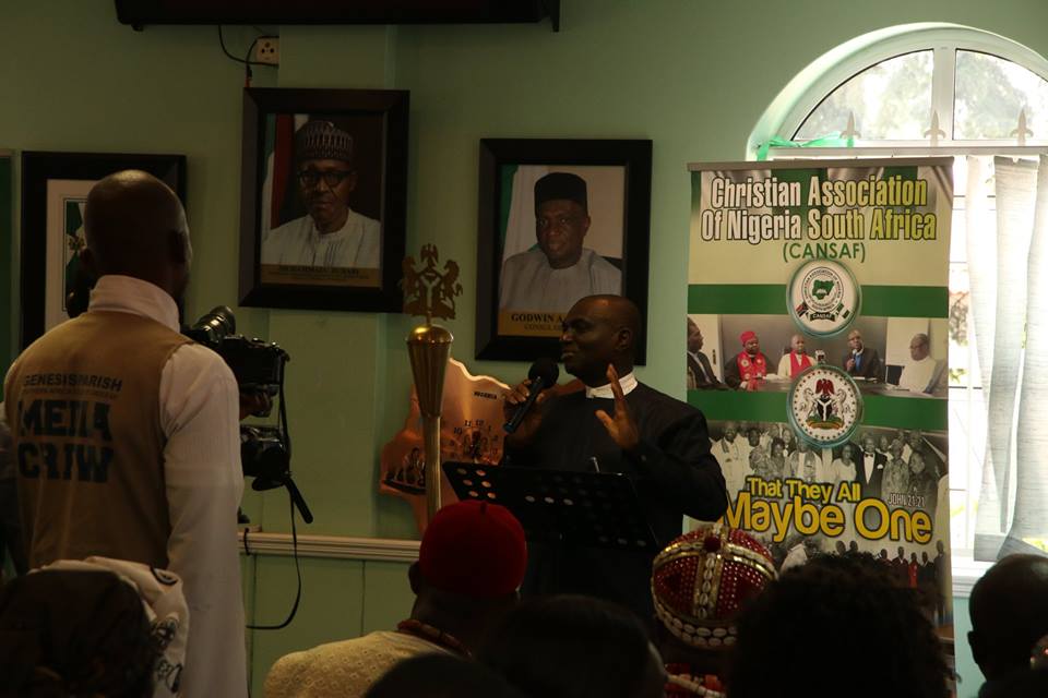 Ambassador Pastor Godwin Adama Consular General of Nigeria in South Africa praying for Nigeria