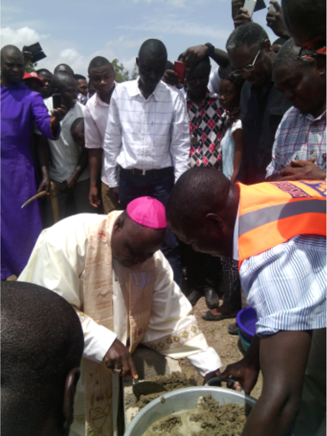 The Catholic Arch Bishop of Jos, Most Revd Ignatius A. Kaigama, laying foundation in Kwan side of the new Cathedral. 